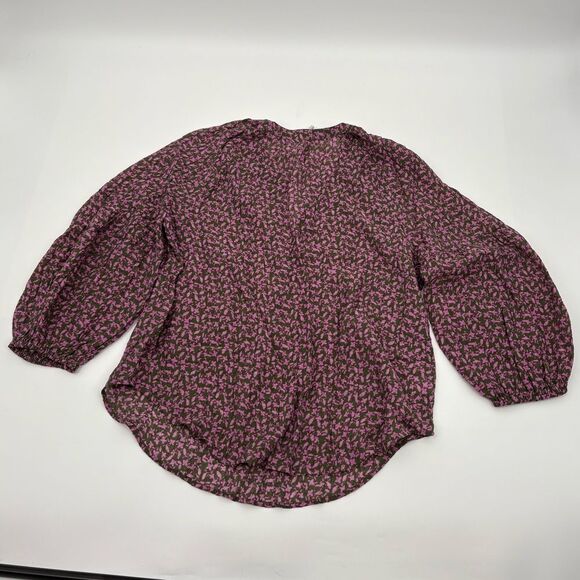 Ann taylor LOFT | Floral Purple Blouse | size large - Picture 7 of 8